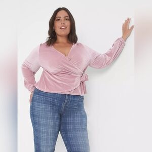 Lane Bryant Pink Wrap Blouse